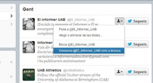 Blocar o denunciar un compte de twitter